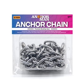 Anchor-Man Stainless Steel Boat Anchor Chain, Marine Grade, High Break Load with 2 Advanced Stainless Steel Shackles Boat Chains, 2 Sizes (L-7ft x D-5/16 || (L-5ft x D-1/4) (L-5ft x D-3/16)