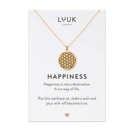 LUUK LIFESTYLE Stainless Steel Necklace with Pendant for Women, Filigree Jewellery, Lucky Charm, Friendship Necklace, Gift for Women & Girls, Flower of Life, No Gemstone