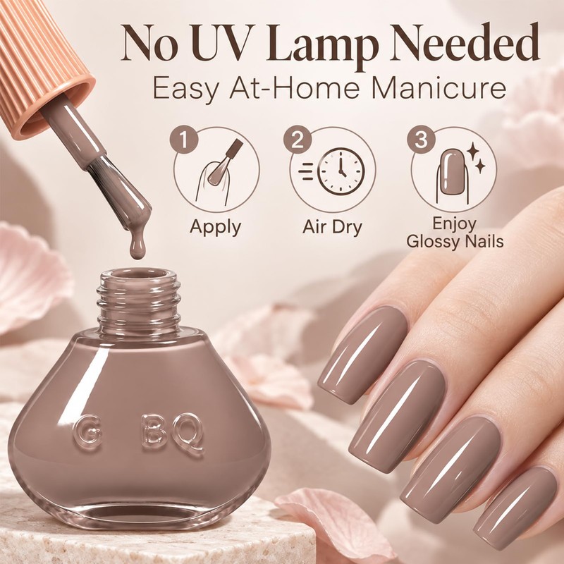 12ML Taupe Nude Nail Polish, Air Dry, No UV Lamp,