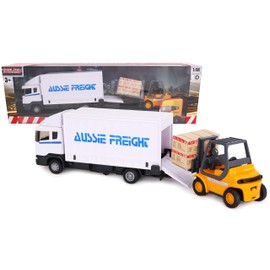 Toyland® Metal Load and Go Vehicle Set - Scania Cargo Truck with Forklift and Pallet - Transport Vehicle Toys - Toys for Boys (White)