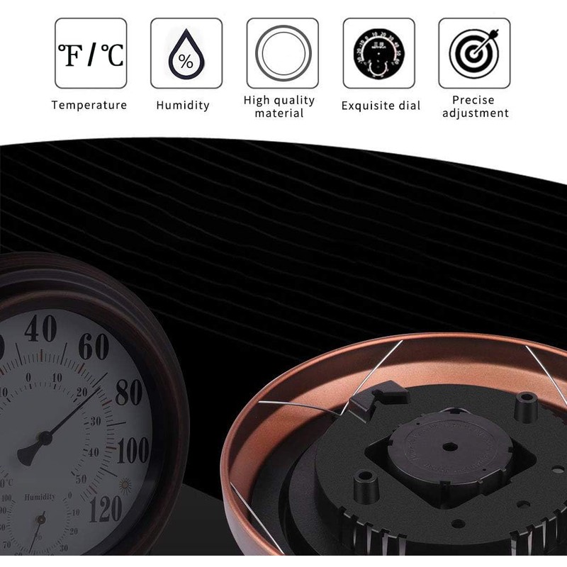 Indoor Outdoor Thermometer - Premium Steel Wall Thermometer Hygrometer for