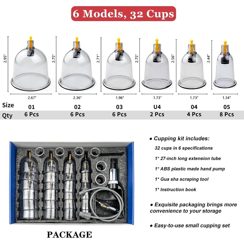 Cupping Therapy Set,32 Therapy Cups Cupping Set with Pump, Professional