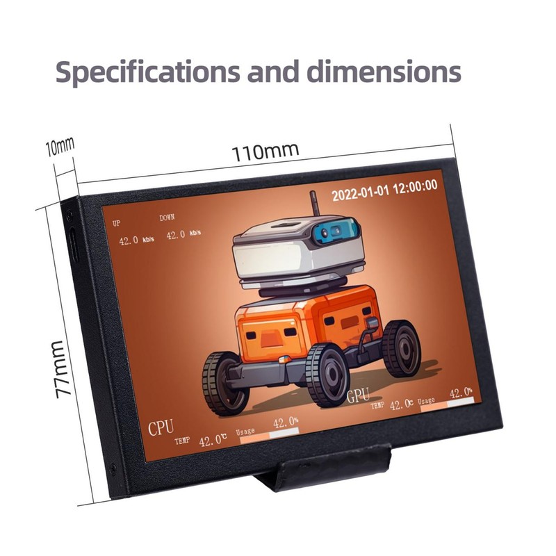 5 Inch Computer Temp Monitor AIDA64 IPS USB Type C