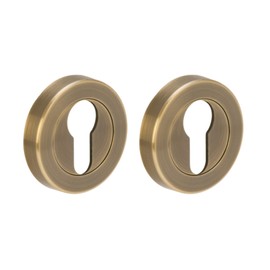 HANDLEZONE® 2 Pack Euro Cylinder Door Lock Key Escutcheon Covers - Antique Bronze