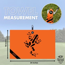 Scale Wear Design Magnetic Microfiber Waffle Golf Towel – Large 16"x24" Clean Golf Club Ball Magnet Clip to Hang on Bag Cart Strong Premium Strength Ultra Absorbent Gear Black Men (Rippit Orange)