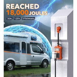 RV Surge Protector 30 Amp, 18000 Joules RV Circuit Analyzer with LED Display Full Protection RV Adapter Plug for Camper Travel Trailers (30A with LED Display)