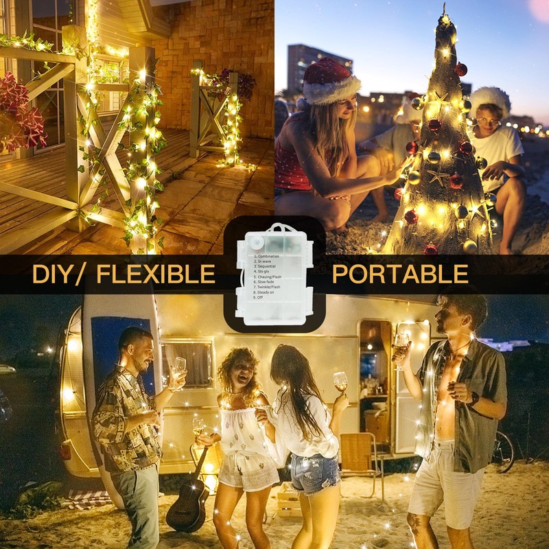 suddus Fairy Lights Battery Operated with Remote, 33ft 100 LED
