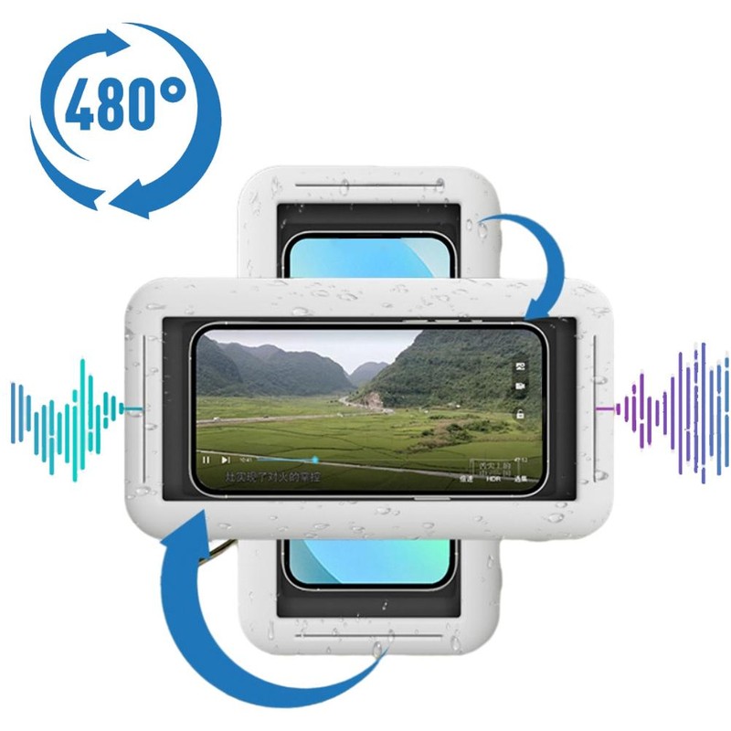 Shower Phone Holder Waterproof Antifog Phone Wall Mount for Bathroom