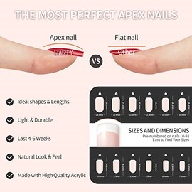 480 piezas de 12 tamaños diferentes naturales francesas cortas uñas postizas acrílicas de cobertura completa con estuche simple