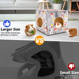 Bienbee Guinea Pig Hideout, Washable Guinea Pig House Cozy Guinea Pig Bed for Small Pet Bunny/Rabbit/Hamster/Chinchilla Guinea Pig Accessories Mushroom