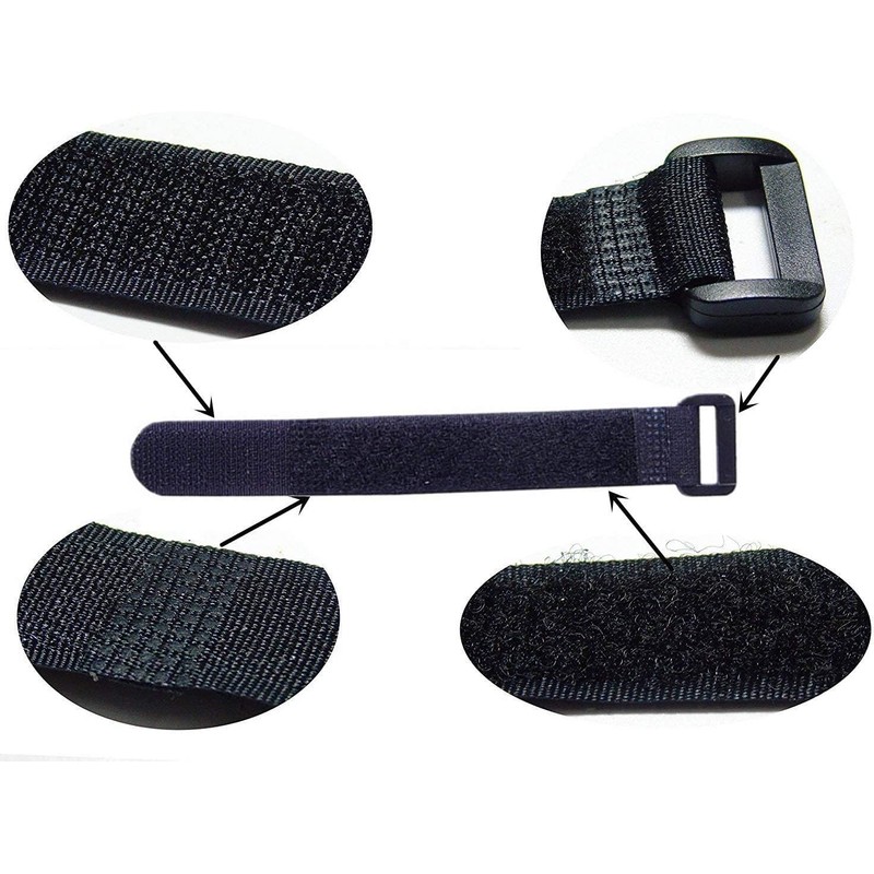 25pcs Black Reusable Fastening Cable Straps, Hook and Loop Cable