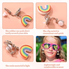 12 Pairs of Clip Earrings Kids Girls Ear Clips Girls Clip Earrings Girls Ear Clips Children Magnetic Earrings Girls Unicorn Mermaid Princess Earring Set