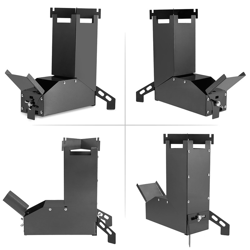 Outdoor Collapsible Wood Burning Stainless Steel Rocket Stove Backpacking Camp