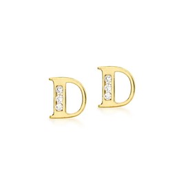 Carissima Gold Women's 9ct Yellow Gold Cubic Zirconia 'D' Initial Stud Earrings