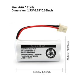 VANBOW Battery BT162342 / BT262342 BT183342/BT283342 BT166342/BT266342 2.4v 800Mah Battery Pack for VTech CS6114 CS6419 CS6719 AT&T EL52300 CL80112 VTech CS6719-2 Cordless Handsets (Pack 4)