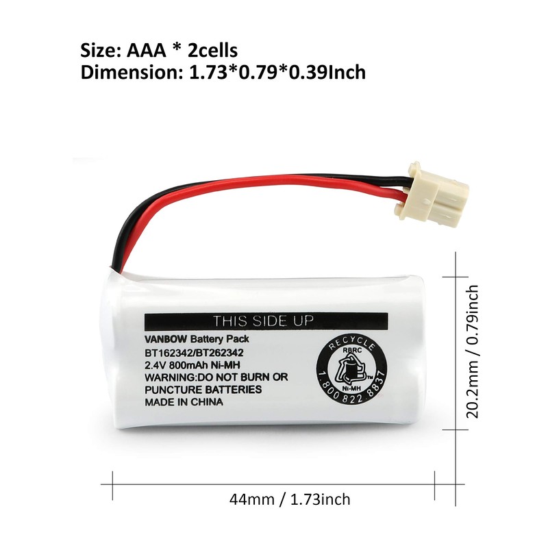 VANBOW Battery BT162342 / BT262342 BT183342/BT283342 BT166342/BT266342 2.4v 800Mah Battery