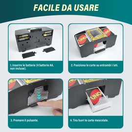 Kolamom Mischia Carte Automatico, Mescolatore Cartes da Gioco Elettrico per 1-2 Mazzi, Mescola Cartes Elettrico, Distributore Carte da Gioco per UNO, Poker, Blackjack - Funzionamento a Batteria