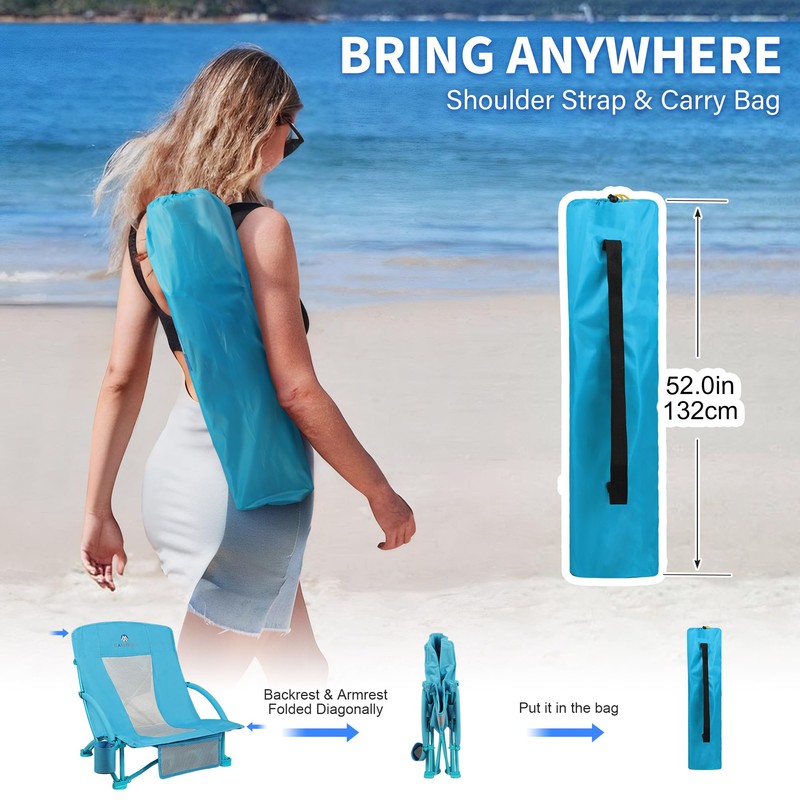 Beach Chairs for Adults 2 Pack,Heavy Duty Folding Low Back