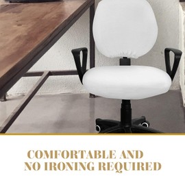 VOSAREA Office Chair Covers Stretch Computer Desk Chair Slipcovers Protector Removable Washable Chair Seat Cushion Protectors (White)