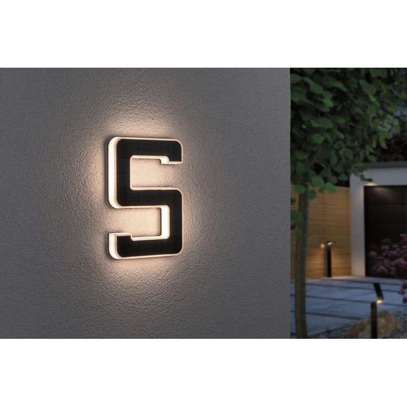 Paulmann Outdoor Solar House Number 5 3000 K IP44 Akk