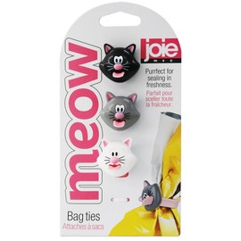 Joie Kitchen Gadgets 067742-124159 Meow Bag Ties, Plastic, White/Black/Grey