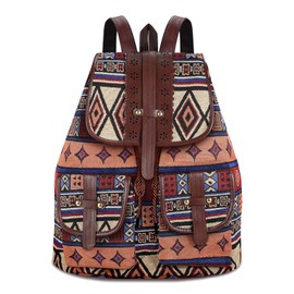 EliteHomeComforts Backpack Women's Backpack Hippie Leisure Backpack Travel Backpack Laptop Backpack Women's Colourful Multicoloured Indian Style Polyester Daypack Daypack for School Backpack Girls,