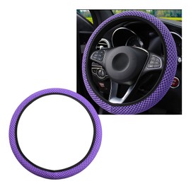 Yourkar Elastic Steering Wheel Cover, 15"×15" Comfy Breathable Stretch Steering Wheel Protector, Ice-Silk Cloth Polyester Steering Wheel Cover for Men Women, Car Accessories (Purple)