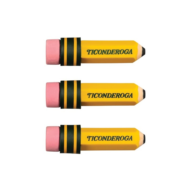 TICONDEROGA 38936 - Borradores con forma de lápiz, amarillo, paquete