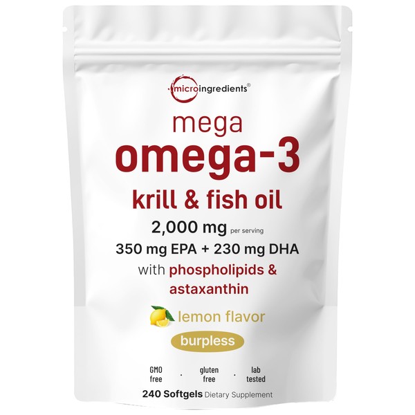 Mega Omega-3 Krill & Fish Oil 2,000mg Equivalent, 240 Softgels