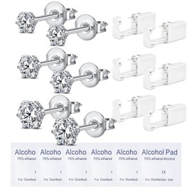 WillTen 6Pcs Ear Piercing Kit Silver, Disposable Ear Piercing Kit Ear Piercing Gun, Ear Piercing Gun Kit with Built-in CZ Studs Piercing Kit Piercing Gun Self Piercing Kit Disposable Piercing Gun