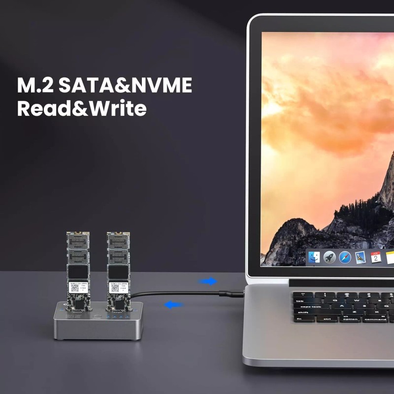 Coolpie Offline Clone M.2 NVME/SATA Duplicator 2-Bay Docking Station for