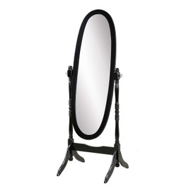 Roundhill Furniture Traditional Queen Anna Style Wood Floor Cheval Mirror, Black