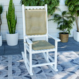 Klear Vu Porch Rocking Chair Cushion Set for Indoor and Outdoor Use, Assembled in The USA, Easy to Clean Stylish Seat and Back Pads with Fabric Ties, 20" x 17" x 2", Solid Birch