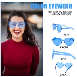 LEFIMOT 12 Pairs Heart Shaped Rimless Sunglasses Frameless Heart Sunglasses Transparent Candy Color Love Glasses Eyewear for Women Men Party Favor