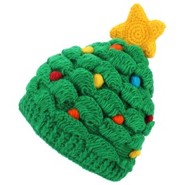 Wool Knit Christmas Tree Hat Fleece Band Lined Xmas