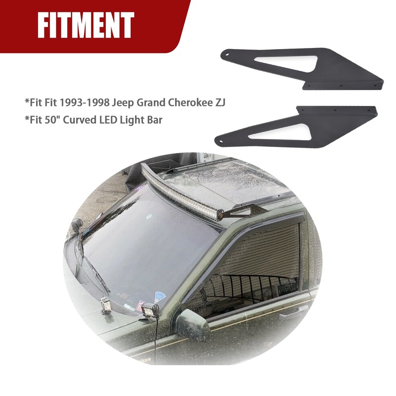 WSays Upper Roof 50'' LED Light Bar Mount Bracket Compatible
