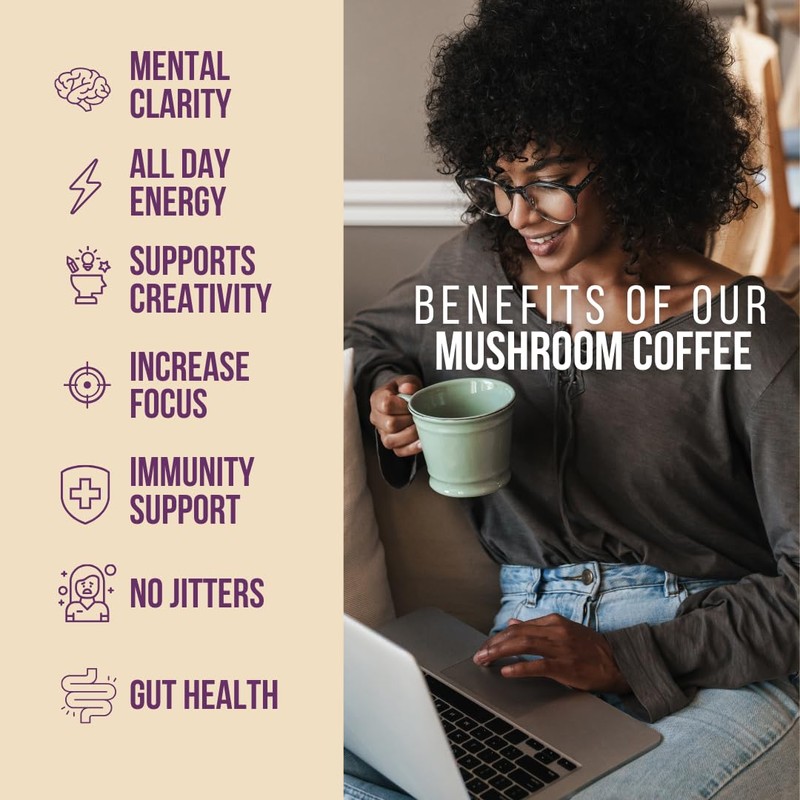 Grateful Earth Mushroom Coffee, Instant Espresso with Lion’s Mane Mushrooms,