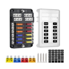 Unbranded 12-Way ATC ATO Blade Fuse Box Holder Power Block 12V-36V For Car RV Trailer Boat