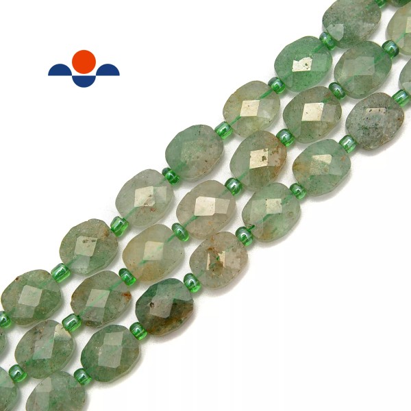 No Brand Green Strawberry Quartz Faceted Flat Rectangle Beads 8x10mm