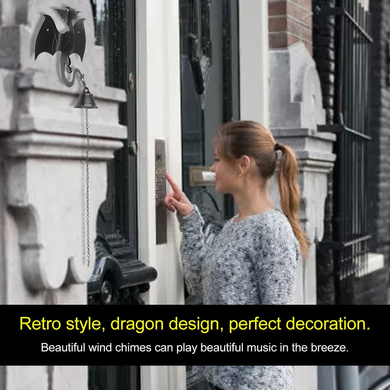 Wind Chime Gothic Dragon Design Retro Style Home Decoration Iron