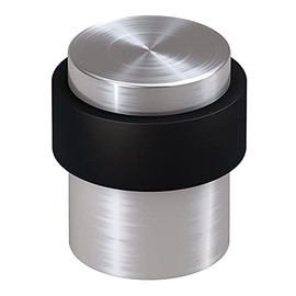 BASI Floor Door Stopper for Floor Mounting, Made of Stainless Steel, Door Holder, Door Buffers, Floor Door Stopper in Silver, Protection for Wall and Furniture, with Rubber Protection, Wall Protection