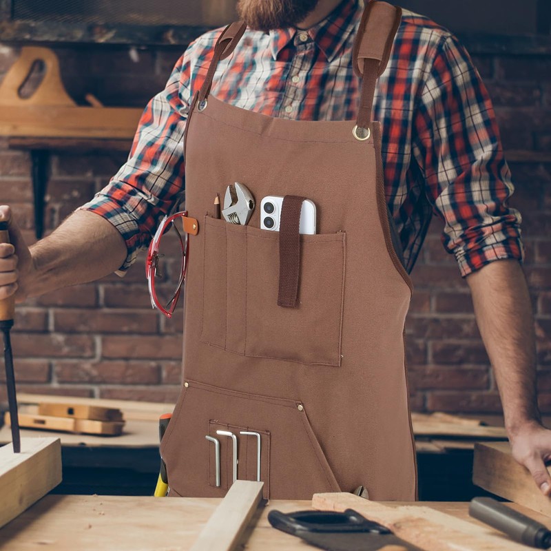Rtcimoic Multi-Functional Men's Tool Apron, Multi-Pocket Canvas Apron, Welding, Carpenter,