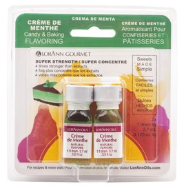 LorAnn Crème de Menthe SS, Natural Flavor, 1 dram bottle (.0125 fl oz - 3.7ml - 1 teaspoon) - Twin pack blistered