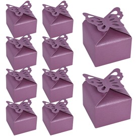 VGOODALL 50PCS Small Favor Boxes Bulk, Purple 3D Butterfly Candy Boxes Baby Shower Favor Boxes for Wedding Birthday Party Gift Treat Box