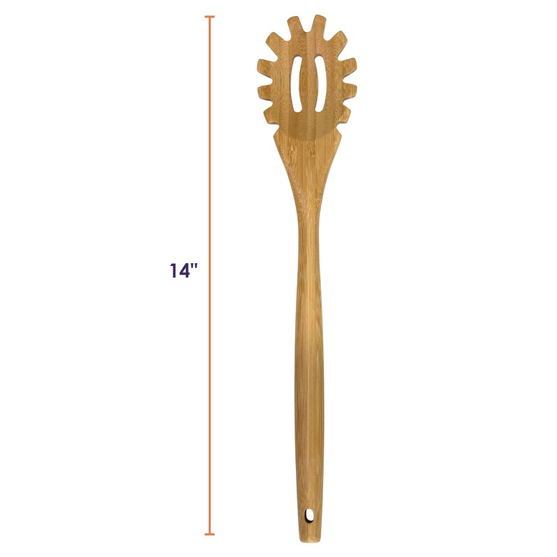 Totally Bamboo 14" Spaghetti Spoon – Natural Bamboo Pasta Server