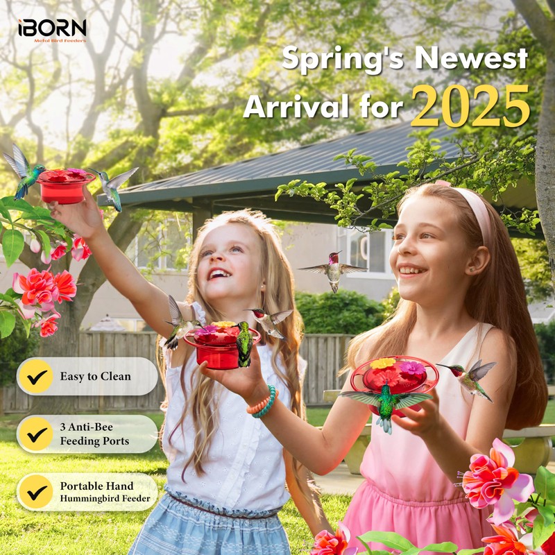 iBorn Handheld Hummingbird Feeders for Outdoors, Hummingbird Hand Feeder 3OZ