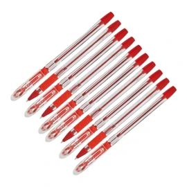 Gripper Ballpoint Pens, RED, Fine Point (0.5mm), Pack of 10, Elasto Soft Grip, Smooth Writing, Perfect for School Office Home Use, iZOFAX Black Ball Pen