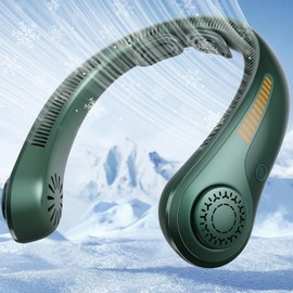 Portable Neck Fan - Rechargeable Personal Fan with Neck Brace, 5 Speeds, All-Around Cooling, Hands-Free Bladeless Lightweight Quiet Neck Fan Air Conditioner for Women/Men, Hot Flashes, Travel (Green)
