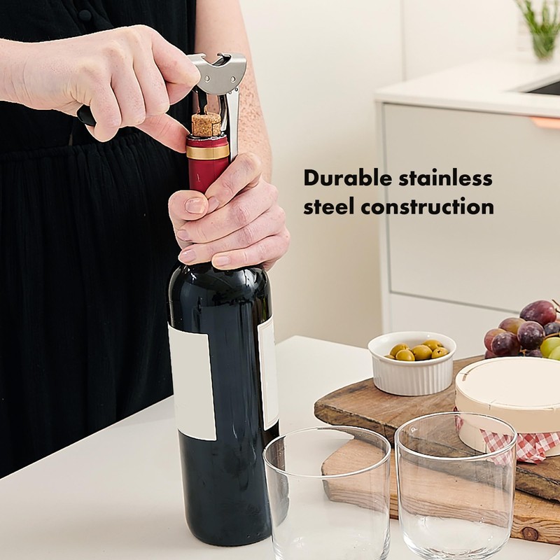 OXO Steel Double Lever Waiter's Corkscrew, Silver/Black