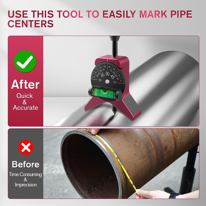 Magnetic Pipe Center Finder Tool, Y-Shape Pipefitter Gauge with Adjustable